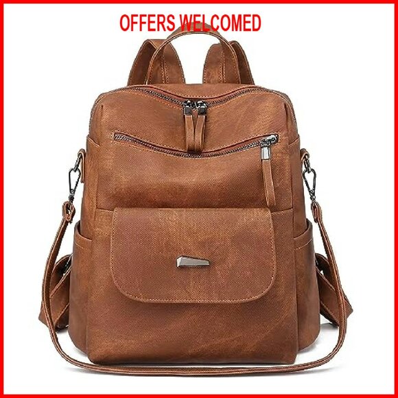 PU Leather Backpack Purse Women's Multipurpose Travel Handbag Shoulder Bag - Picture 6 of 7